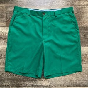 Brooks Brothers Flat Front Shorts Size 36 Emerald Green Preppy 100% Polyester